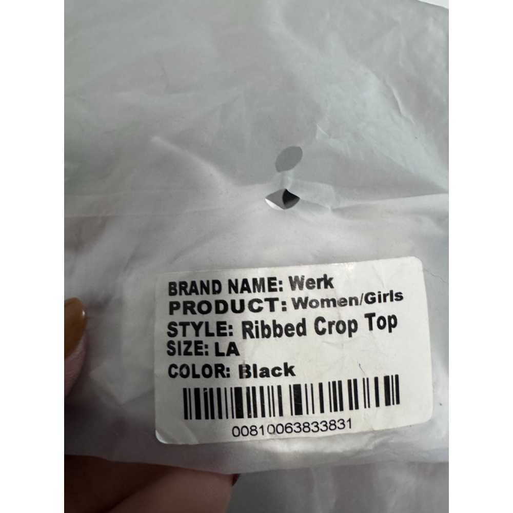 Women's Werk Black Ribbed Crop Top L - Picture 11 of 11